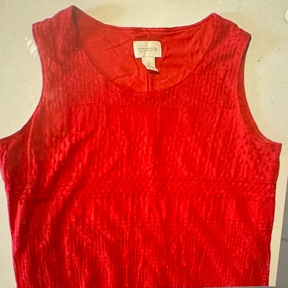Chico's Red Coral Textured Sleeveless Maxi Dress With High Slits Women's Size Lg